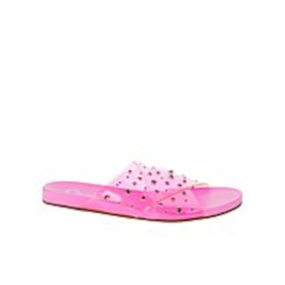 JESSICA SIMPSON Womens Pink Clear Lucite Straps Tislie Slip On Slide Sandals 8 M